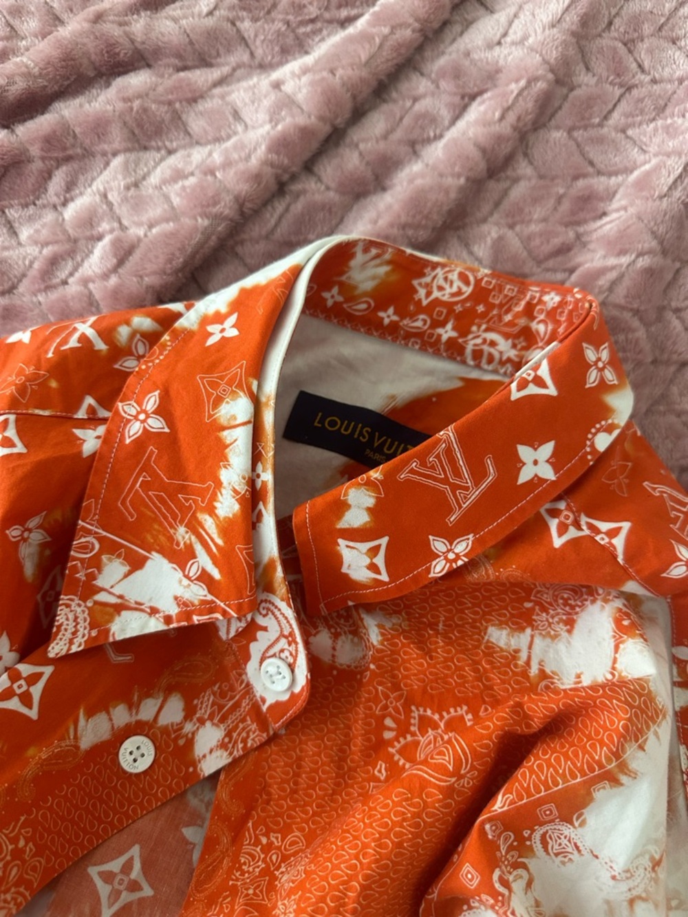Louis Vuitton Orange and White Tie-Dye Button Down Shirt - Picture 12 of 14